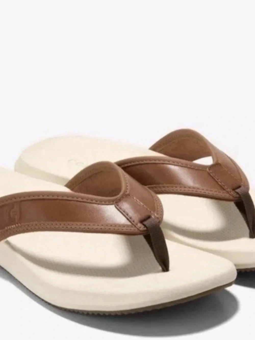 Cole Haan Brown Leather Thong Sandals with White Footbed Size US10